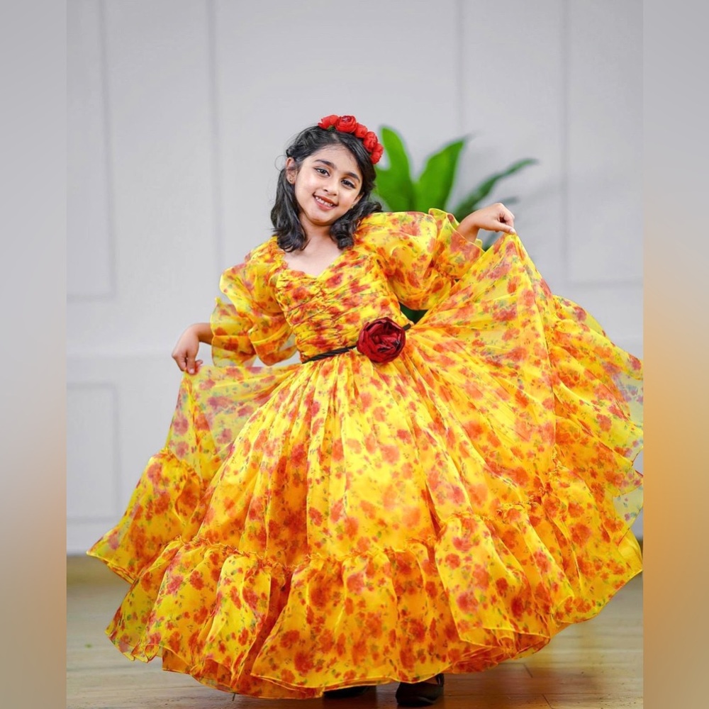 Presenting a New Design soft organza silk Gown With Digital Print Ready to Wear